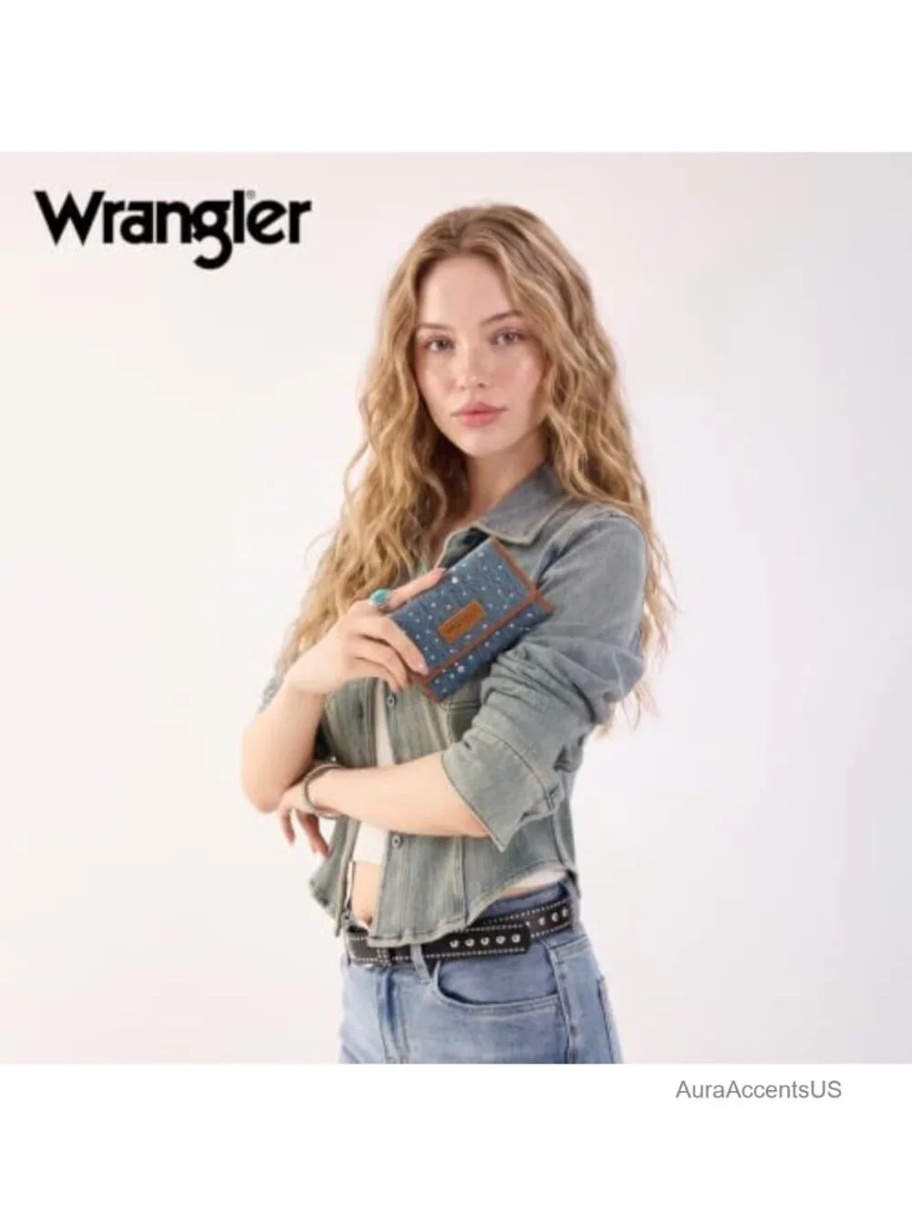 RFID Blocking Tri-fold Wallet - Compact Denim Wallet with Coin Pocket